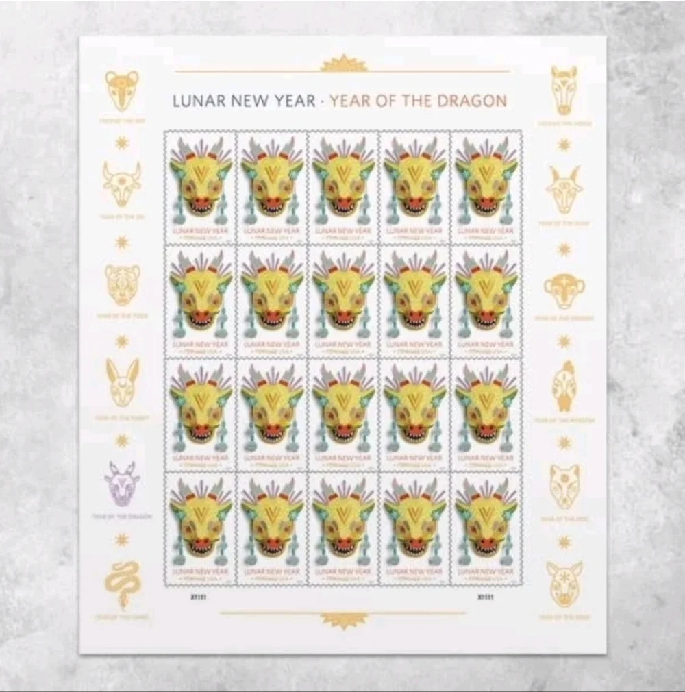 100 Lunar New Year of the Dragon 2024 Forever‎ Postage Stamps US Postal USPS